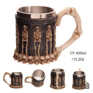 Chope à bière squelette, style gothique