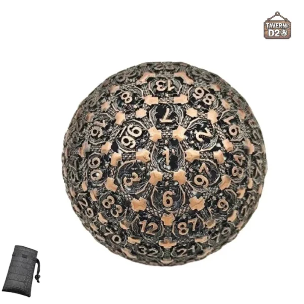 D100 en métal, design creux, style astral