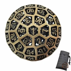 Dé D100 en métal avec motif de dragon creux