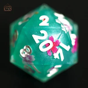 D20 design floral - Dé à 20 faces élégant