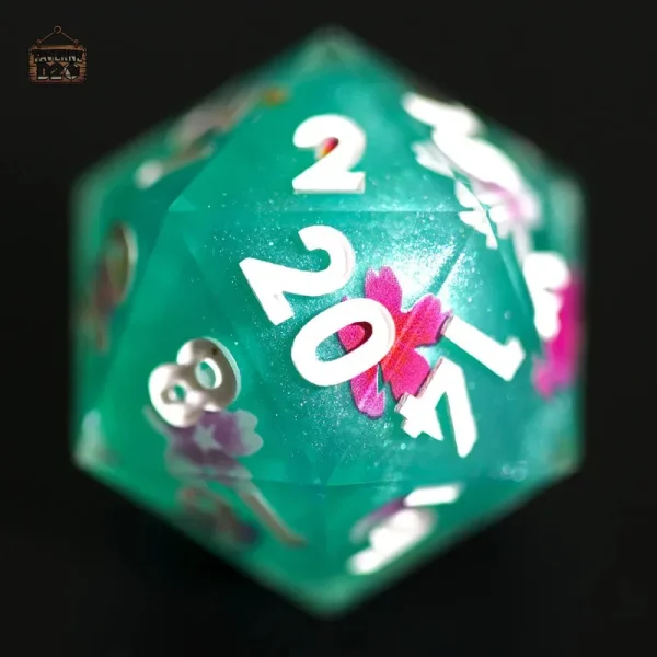 D20 design floral - Dé à 20 faces élégant