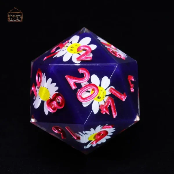 Dé à 20 faces floral - Élégance pour vos sessions de jeu