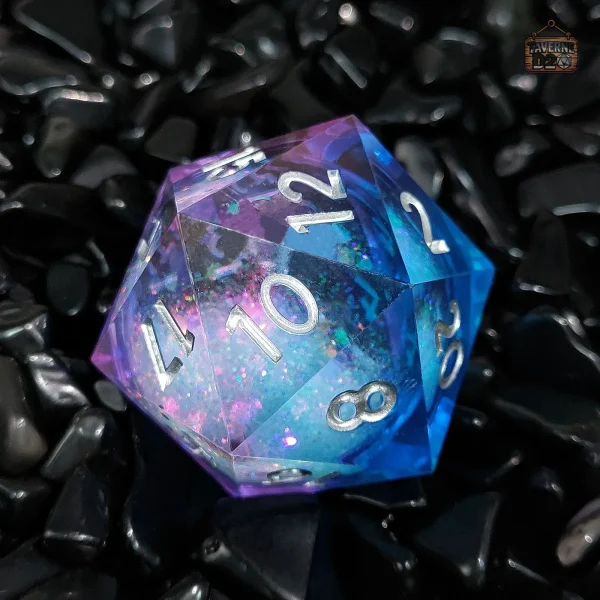 Dé D20 unique en design intergalactique
