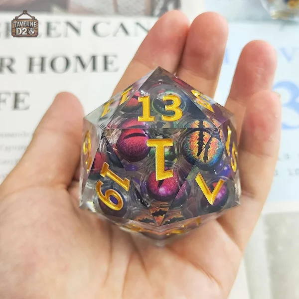 d20-geant-nuee-yeux-1 Dé à 20 Faces Géant - Nuée d'Yeux en résine colorée