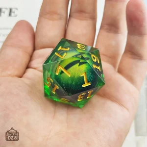 D20 géant avec œil vert, jeu de dés pour les passionnés
