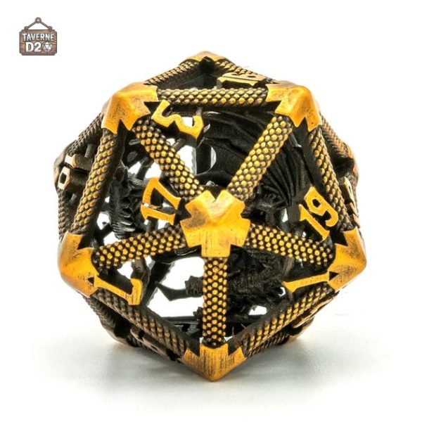D20 en métal pour jeux de rôle Donjons & Dragons