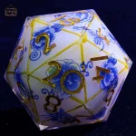 Lot de dés D20 motifs bleu impérial pour jeux de rôle