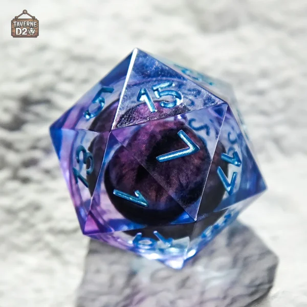 d20-noyau-liquide-violet-1 D20 Liquide Violet - Dé de jeu polyvalent