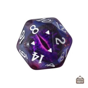 D20 coloré, design unique œil de dragon