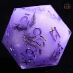 Lot de dés D20 Phenix Violet pour jeux de rôle