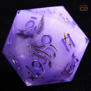 Lot de dés D20 Phenix Violet pour jeux de rôle