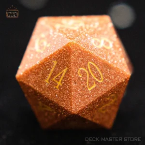 D20 en pierre dorée