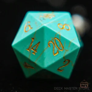 D20 turquoise pour jeux de rôle et collectionneurs