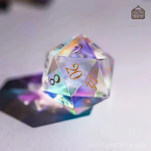 D20 en verre dichroïque coloré et brillant