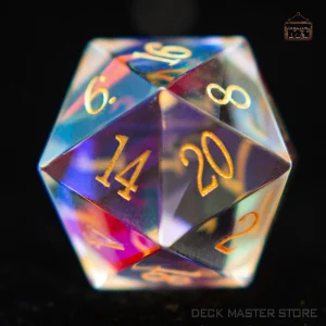 D20 en verre multicolore