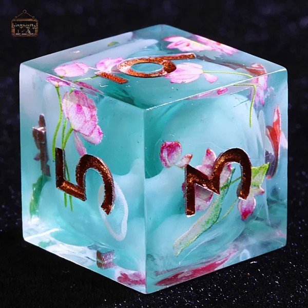 d6-fleur-lotus-1 Dés en résine Lotus D6 - Lot de dés pour jeux de société