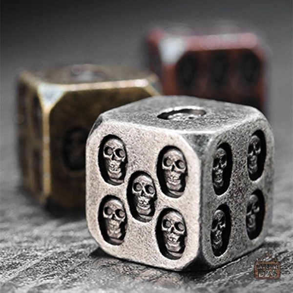 Dés en métal, ensemble de D6 crâne