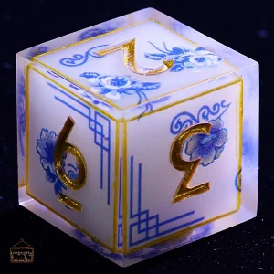 Dés en résine D6 avec motifs bleu impérial