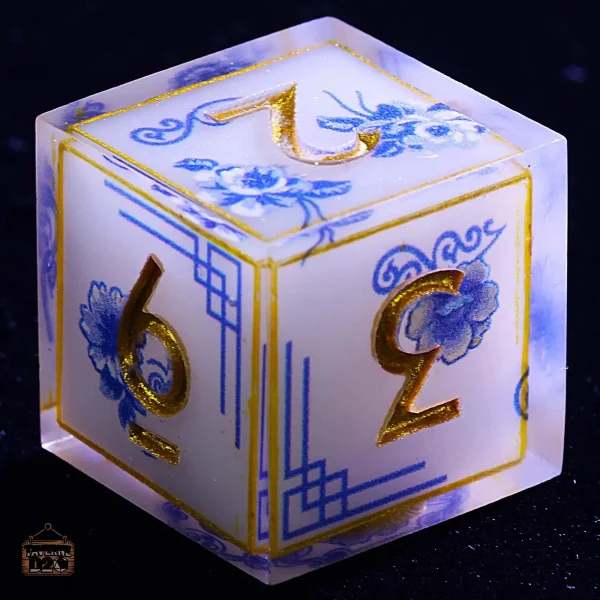 d6-motifs-bleu-imperial-1 Dés en résine D6 avec motifs bleu impérial