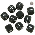 Dés Fate en noir et blanc, idéal pour les jeux de rôle
