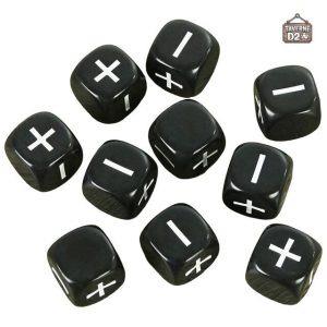 Dés Fate en noir et blanc, idéal pour les jeux de rôle
