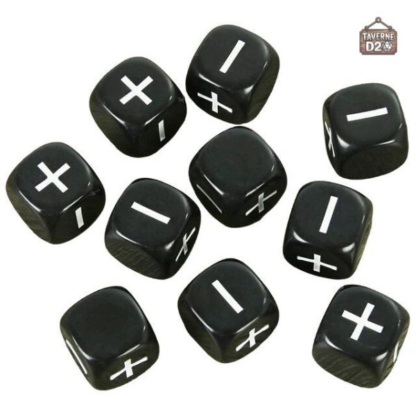 Dés Fate en noir et blanc, idéal pour les jeux de rôle