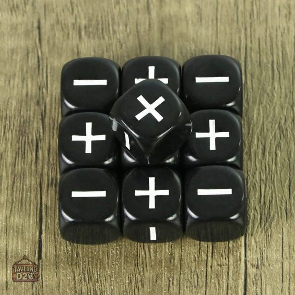 Dés en résine Fate, design noir et blanc classique