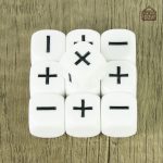 Set de dés pour jeux de société, style Fate monochrome