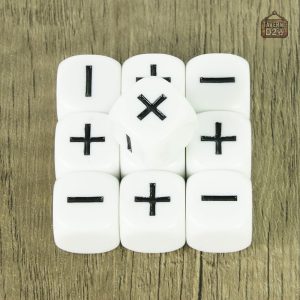 Set de dés pour jeux de société, style Fate monochrome