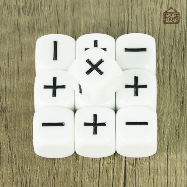Set de dés pour jeux de société, style Fate monochrome