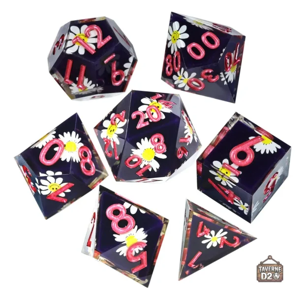 Dés à motif floral, parfaits pour le jeu de rôle