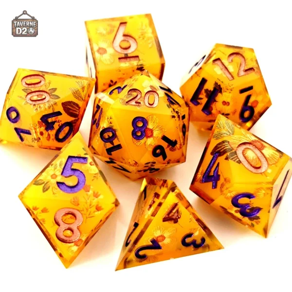 Accessoires de jeu : dés avec motifs de fleurs élégants