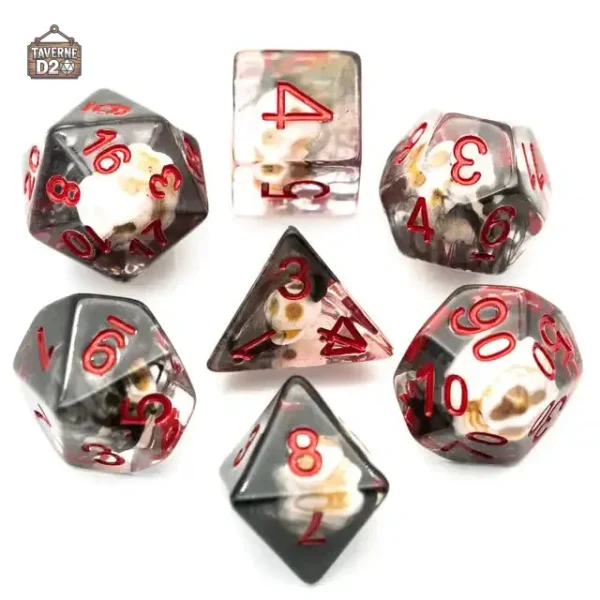 Dés de jeu de rôle avec motif crâne unique