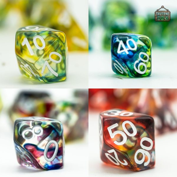 Set de dés artistiques pour jeux de rôle
