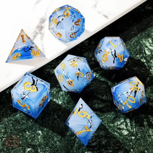 Dés de jeu de rôle, inspiration florale