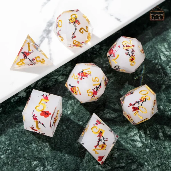 Dés fleuris, accessoires pour jeux de société