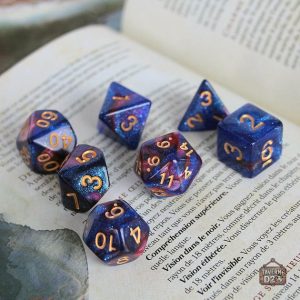 Set de dés de JDR Galaxie en couleurs éclatantes