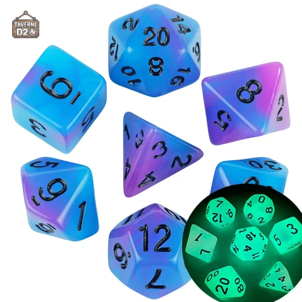 Set de dés lumineux pour jeux de rôle