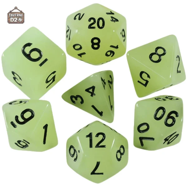 Dés de jeu de rôle avec éclat lumineux pour une expérience unique
