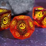 Dés de JDR, motif Lune, pour personnaliser vos parties