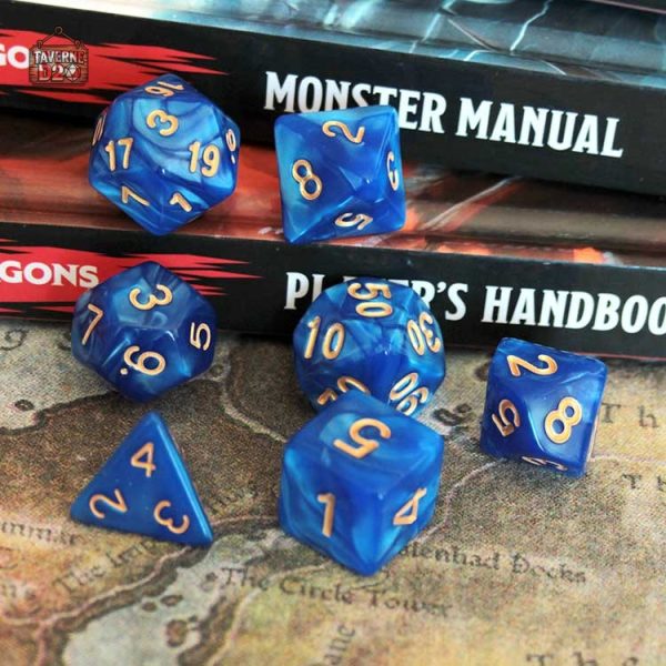 Dés variés avec effet marbré pour RPG