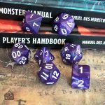 Dés stylisés en marbre pour jeux de rôle