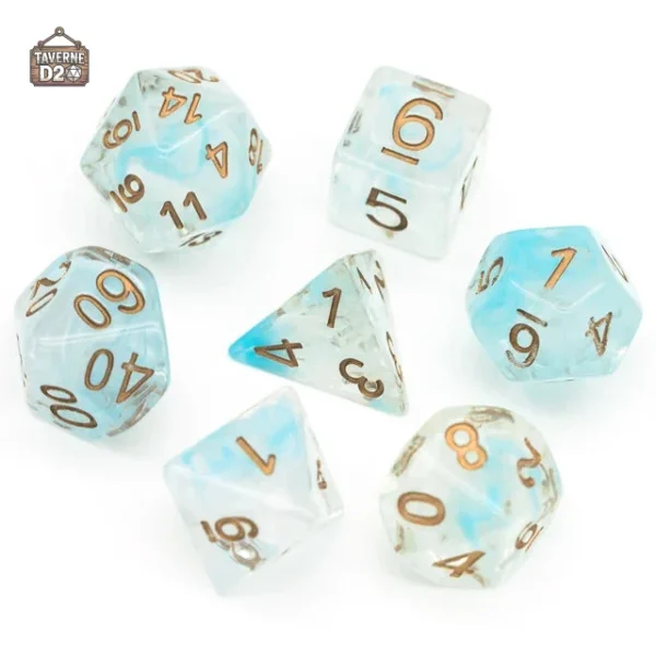 des-jdr-marbres-transparents-1 Set de dés marbrés transparents pour jeux de rôle
