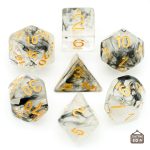 Dés transparents pour jeux de rôle, look marbré