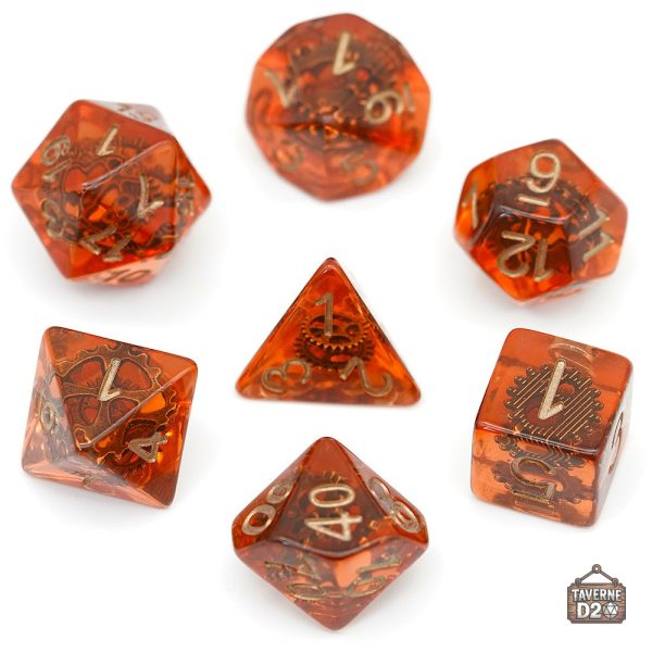 Dés de jeu de rôle au design steampunk unique