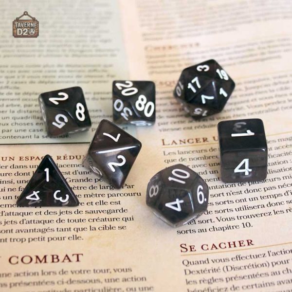 Set de dés colorés et transparents pour jeux de société