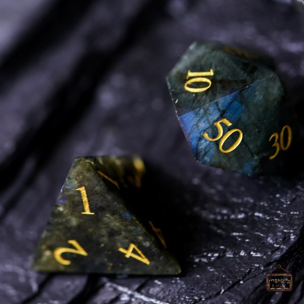 Dés en Labradorite, dés uniques pour jeux de société