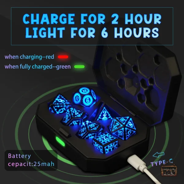 Set de dés lumineux thématique flocon de neige