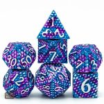Dés de jeu en métal, écailles sculptées