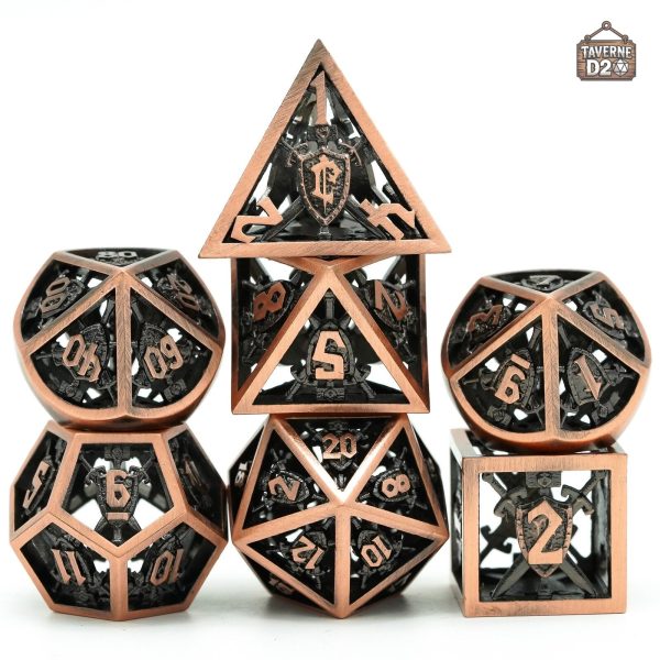 Dés en métal pour jeux d'aventure épée et bouclier